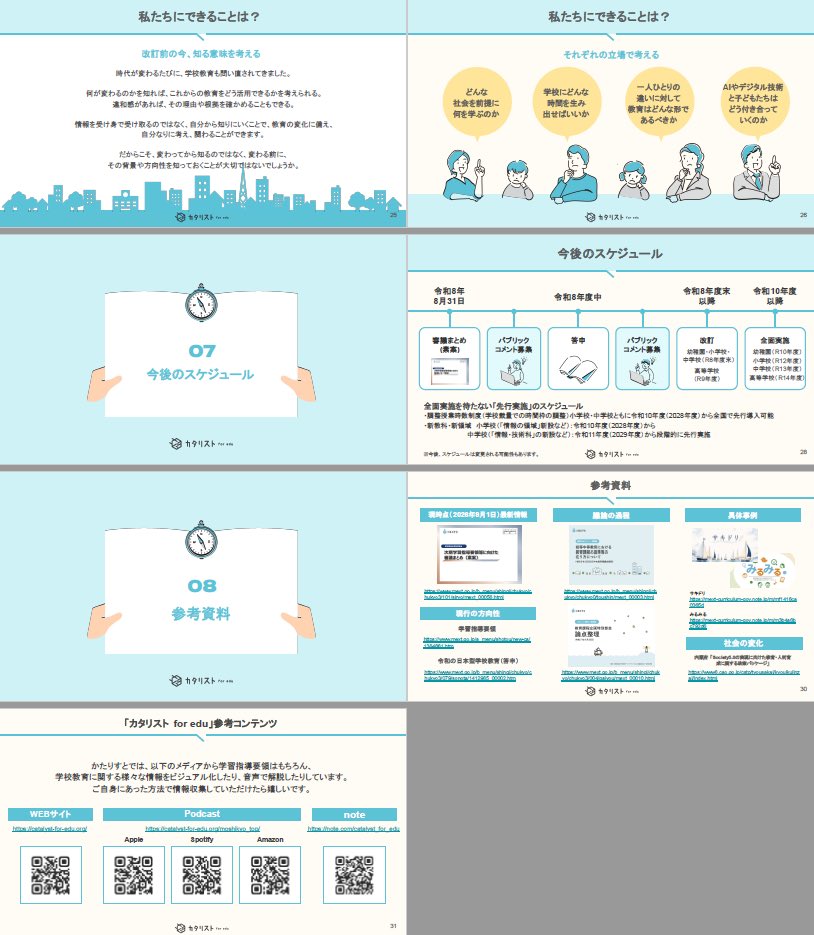 catalystforedu's tweet photo. 📚保護者、地域の方向け（やさしい版）
先日、文科省から次期学習指導要領に向けた「審議まとめ（素案）」が公表されました。

かたりすとでは、次の改訂のポイントをまとめた、オリジナル資料を作りました🙌

ぜひのぞいてみてください！！
👉 https://t.co/pGzxgCDR6N https://t.co/R1FSnDkZ4g