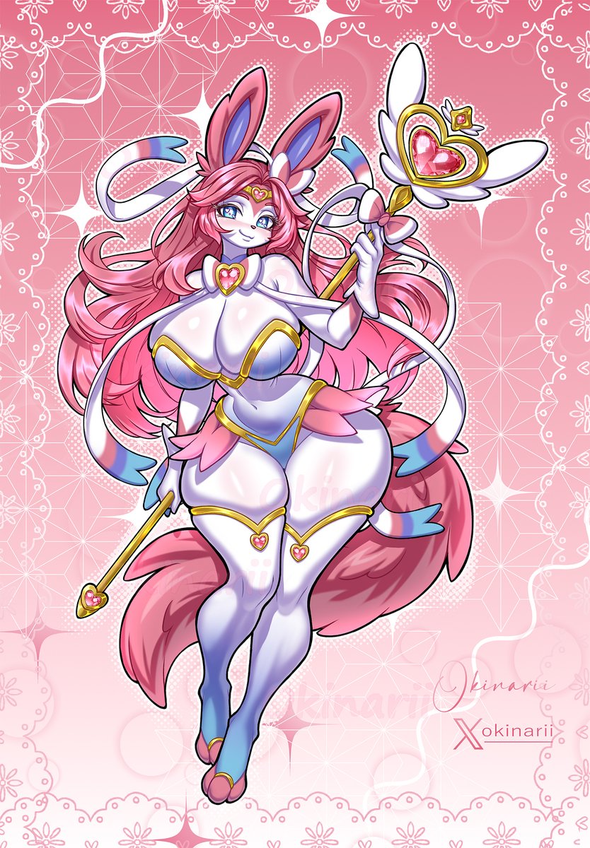 Okinarii's tweet photo. Kawaii Guardian Sylveon is finally  here to protect you~
No evil can overcome her magic! (ﾉ◕ヮ◕)ﾉ*:･ﾟ✧

#Sylveon #Pokeadopt #Adoptable #SFWart https://t.co/Ug0ShsZYjU