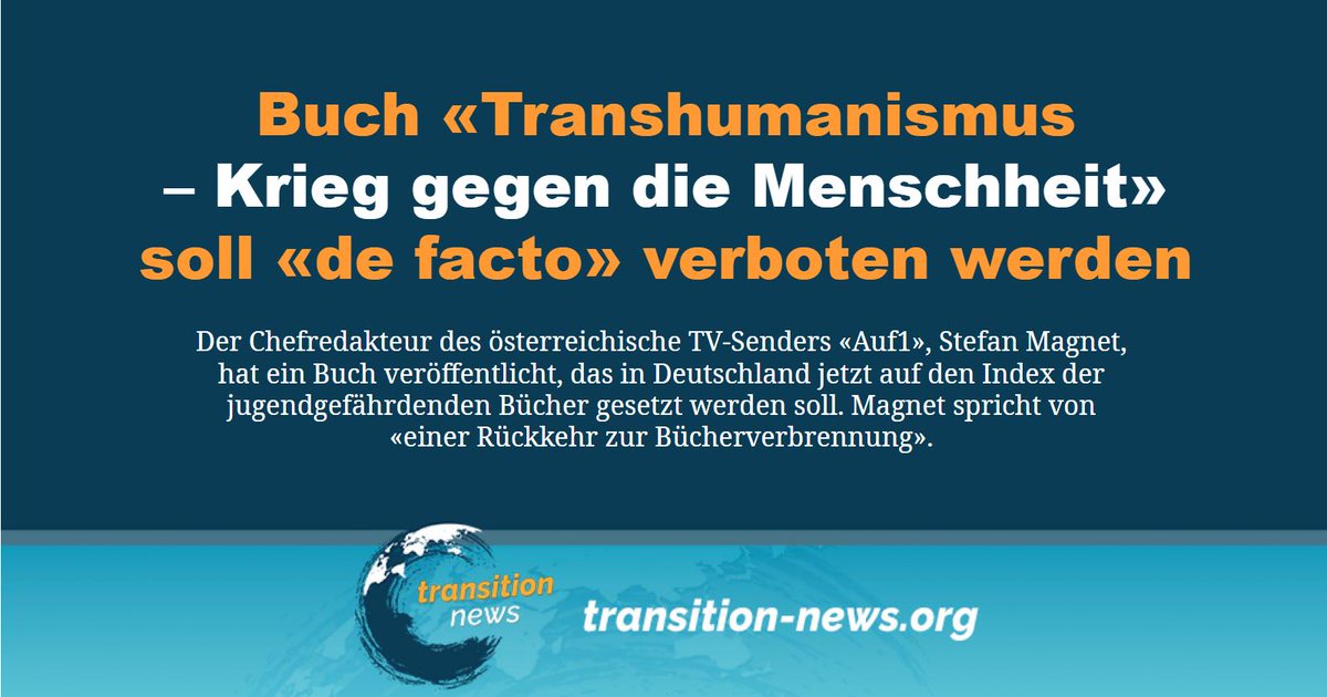 C_Transition2's tweet photo. Magnet spricht in diesem Zusammenhang von einem bislang einmaligen Vorgang – und der Rückkehr der #Bücherverbrennung.
Weiterlesen ... (https://t.co/XypuRaf1VF)
#transitionnews #Auf1 #stefanmagnet #Sachbuch #Zensur #Transhumanismus https://t.co/77r8kpACHL