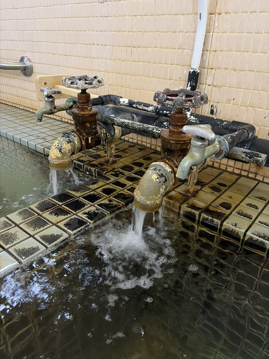 NASU3090's tweet photo. 走り湯浴場に立ち寄り

源泉掛け流しの少し濁った湯は、熱めでガツンと体にくる温泉！
成分が濃い塩化物泉で味は激苦でした😂 https://t.co/LvzlcC0REa
