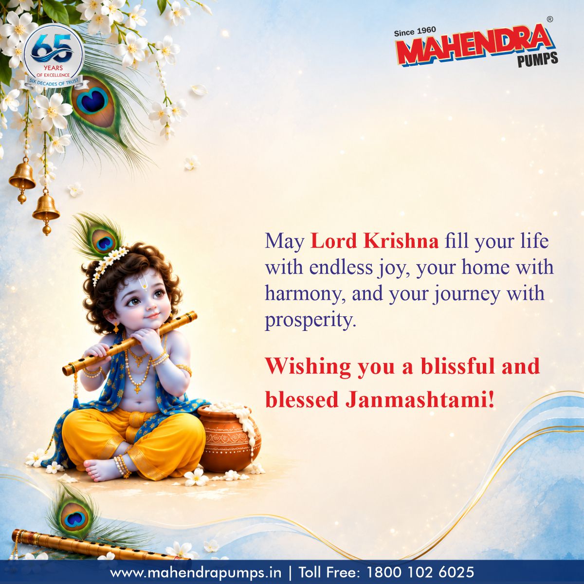 Mahendrapump's tweet photo. @mahendrapumps 
Celebrate the divine joy of Krishna Jayanthi 
Wishing everyone happiness, peace and prosperity. https://t.co/Dg1z47jEVb