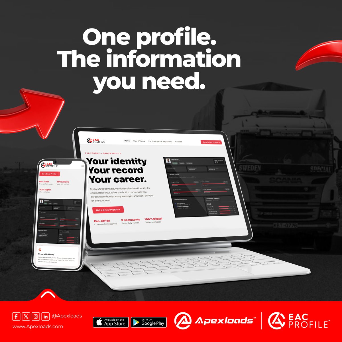 Apexloads's tweet photo. Onboarding Should Take Minutes, Not Weeks. 

Verification tells you who a transporter is. Onboarding is everything you still do before he can load. EAC Connect turns that fortnight of email into one verified snapshot, with your own thresholds on top. Waitlist is open. #EACConnect https://t.co/053PqEWUmn