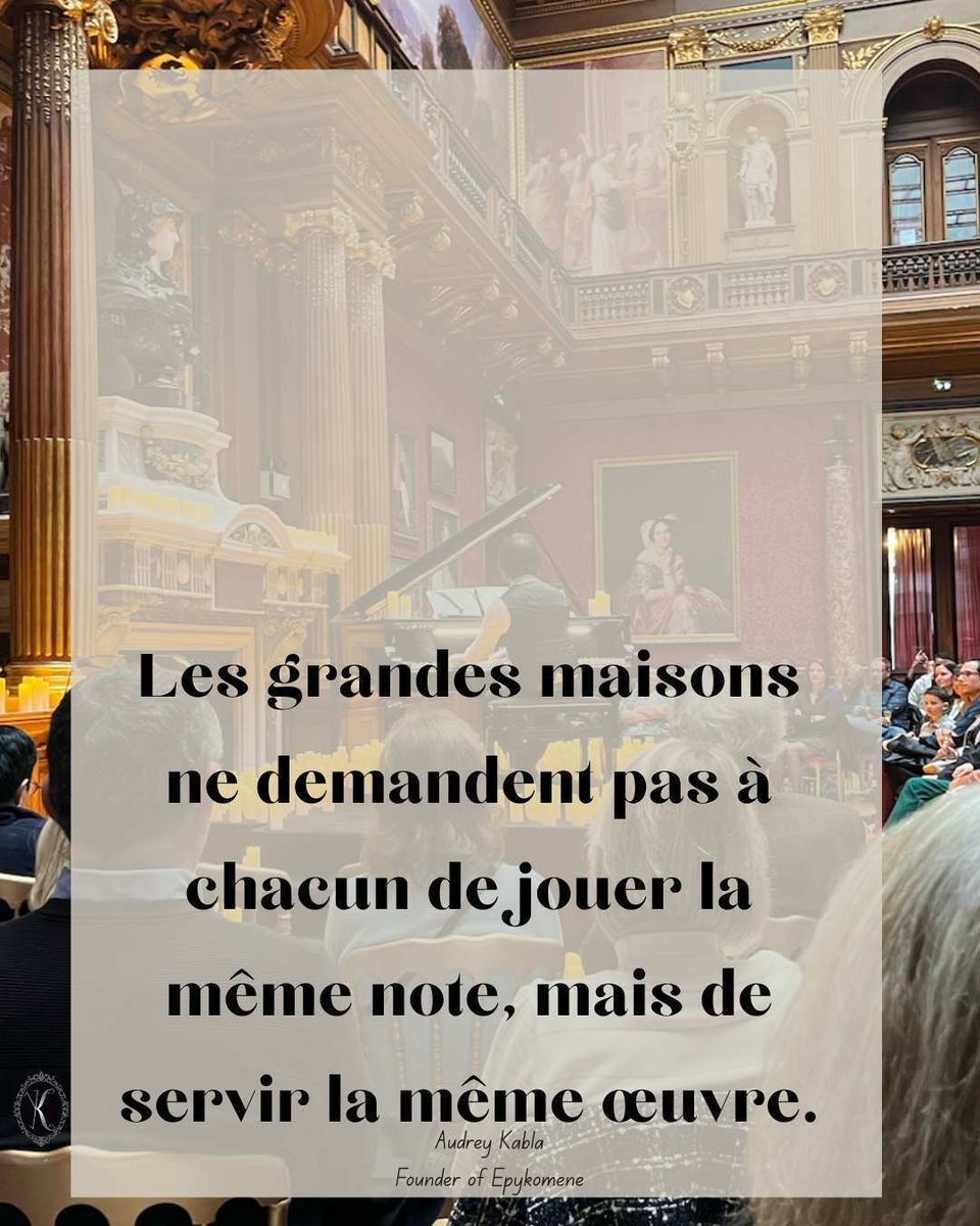 epykomene's tweet photo. Les grandes maisons ne demandent pas à chacun de jouer la même note, mais de servir la même œuvre.

---------------

Les plus belles marques ne se construisent jamais seules.

Entrez dans The House.

📍 https://t.co/luElUpOWMw

#Entrepreneur #Créateur #StratégieDeMarque #Luxe https://t.co/NJoS2mr3eY