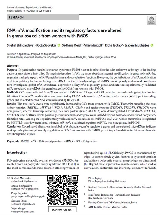icmrnirwoh's tweet photo. #PublicationAlert
This #PMOSAwarenessMonth - A new direction for us, moving from DNA #Epigenetics into RNA #Epitranscriptomics to understand #PMOS biology.
Our new study reveals #m6A dysregulation in granulosa cells of women with PMOS.
#PCOS
Full-text: https://t.co/7MPAzwVQ9x https://t.co/zg7s4LKSnP
