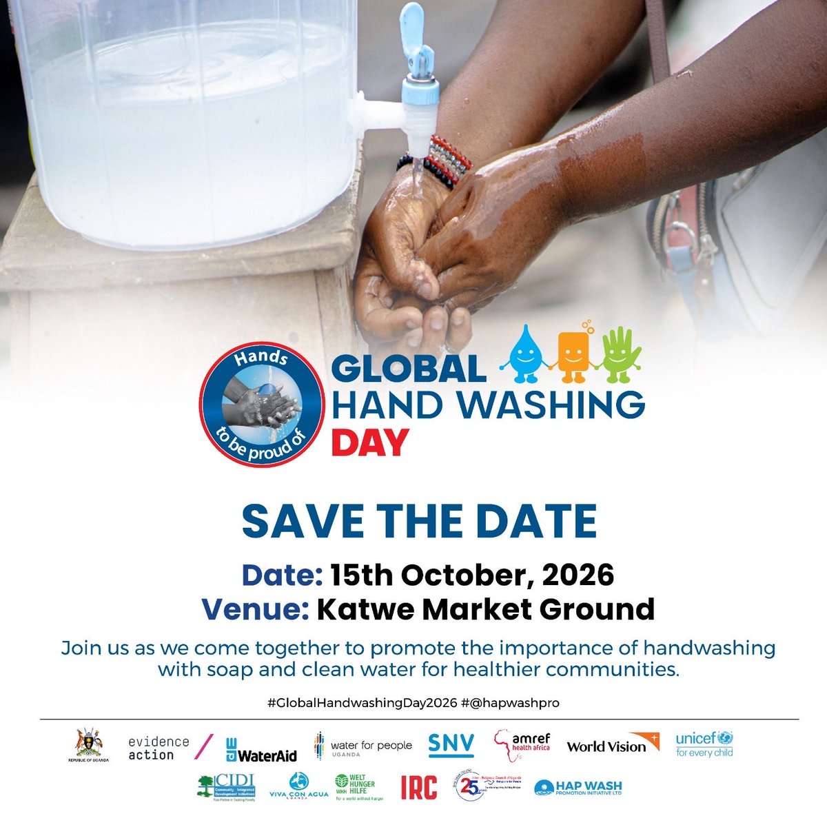 MariaNamwanga's tweet photo. 🧼 Clean hands. Healthier communities. Stronger futures.
Let’s make handwashing with soap and clean water a daily habit.
This Global Handwashing Day, join us as we promote the power of proper handwashing for healthier communities.
#GlobalHandwashingDay2026 #Handwashing #WASH https://t.co/3WpslkRc89