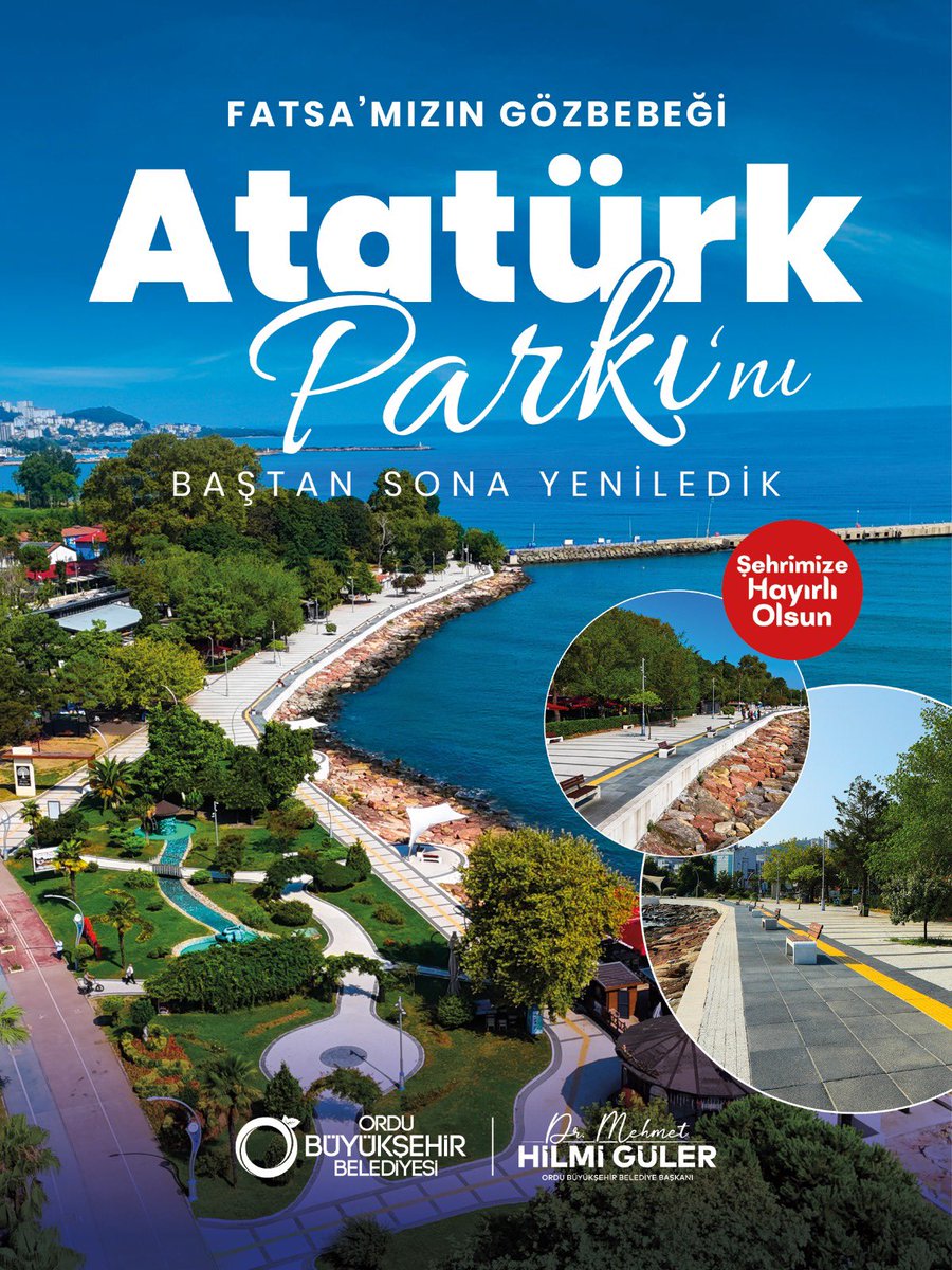 ordumercek's tweet photo. Fatsa'mızın gözbebeği Atatürk Parkı’nı baştan sona yenileyerek modern bir görünüme kavuşturduk. Şehrimize hayırlı olsun. 

Dr. Mehmet Hilmi Güler
Ordu Büyükşehir Belediye Başkanı https://t.co/Y4trRcSHgJ