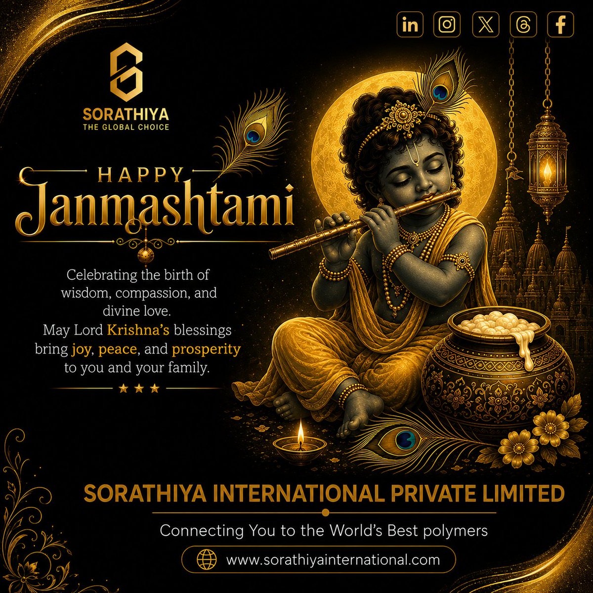 SIPL_RAJKOT's tweet photo. Wishing you a very Happy Janmashtami 2026 filled with joy, peace, and the divine blessings of Lord Krishna! https://t.co/oMFUYsJnsm