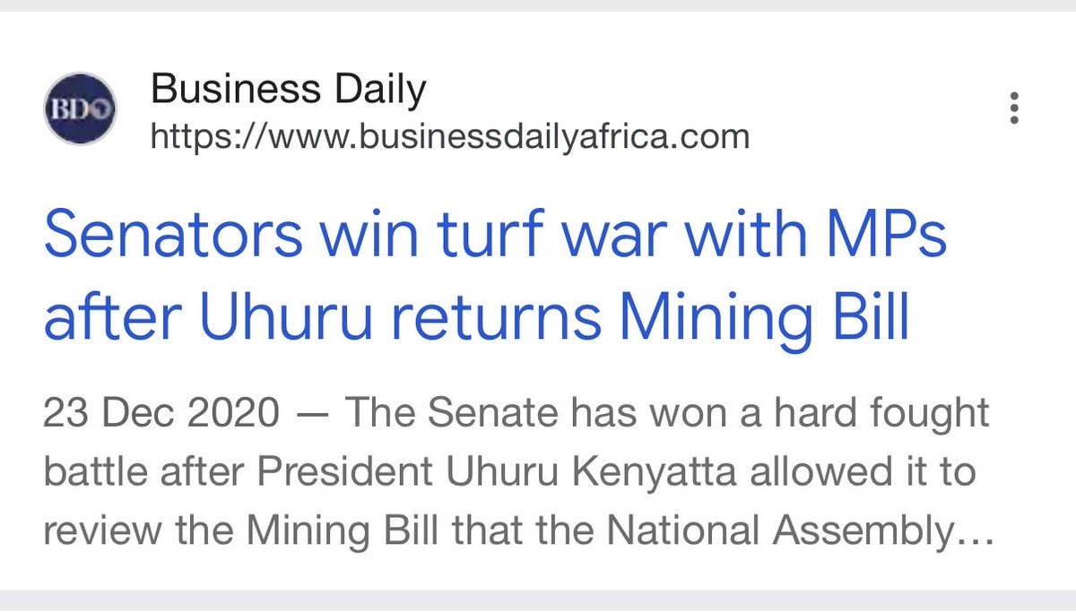 Disembe's tweet photo. President Uhuru signed the Mining Act, 2016 into law, and that was the end of it! 

This was vintage Uhuru, signing laws he never intended to implement. 

The process of making the law was most contested, with National Assembly and Senate in constant disagreements since 2014. 

It took nearly two years to overhaul the colonial mining law that was still in use. 

The law which came out of the NA-Senate pipeline returned Kenya’s minerals to Kenyans —if only  Kenyan leaders had the balls to implement it. 

 President @WilliamsRuto is a brick and mortar president. 

His brief is to BUILD KENYA by implementing national laws without fear or favour; whether those to be feared are white capitalists still nursing colonial hangovers or their black appendages. 

You notice there is only one region opposed to Kenya’s full independence. You tell them BATUK cannot operate as if we are a failed state, they go bonkers. You tell them Tata is operating as if Kenya’s mining laws are mere suggestions, they suck up to Tata. 

This group must be defeated and consigned to the ash heap of history. 

Kenya will never progress with the mentality of Central Kenya politicians who still are not aware that it’s 60 years after independence — there’s nothing to fear but fear itself! 

Congratulations ODM EXPERT & Mining CS @HassanAliJoho ✌🏿💪🏾.

Congratulations H.E Daktari William Samoei Ruto✌🏿👏.
