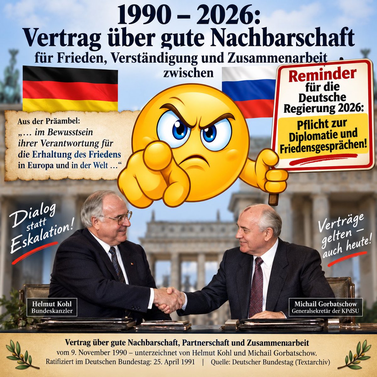 Elke_Austenat's tweet photo. an die Bundesregierung und Kriegstreiber:
Artikel 7 verpflichtet bei Friedensbedrohungen zu unverzüglicher Konsultation. Warum wird dieser Vertrag heute politisch behandelt, als gäbe es ihn nicht? https://t.co/hk45J645Yj