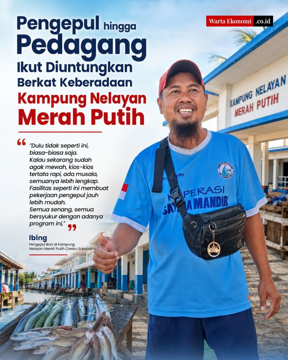 cikimeng_'s tweet photo. Pengepul hingga pedagang ikut diuntungkan oleh keberadaan kampung nelayan merah putih. 👍🏻
#NelayanNaikKelas
Kampung Nelayan Merah Putih https://t.co/mfsYkRCqSN