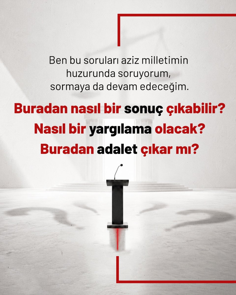 ekrem_imamoglu's tweet photo. Tarihler tutmadı, rakamlar tutmadı, iftiracıların beyanları birbirini yalanladı.

Aylarca delil diye anlattıkları her ne varsa duruşma salonunda ortadan kaldırıldı.

Geriye delillerle kurulmuş bir iddianame değil, çelişkilerle ayakta tutulmaya çalışılan bir senaryo kaldı. https://t.co/PceFmQQVLn