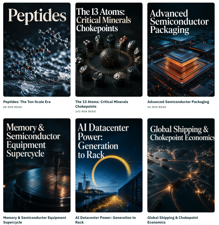 Investorstackin's tweet photo. 📘 3 new thematic primers added to Investorstack

- Memory &amp; semiconductor equipment supercycle (this one is super interesting, covers entire industry cycle in depth)
- AI datacenter power: generation to rack
- global shipping &amp; chokepoint economics

https://t.co/xNfCjuKYCQ https://t.co/eC3kdoGgki