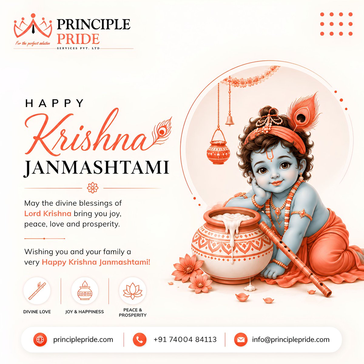 PridePrinciple's tweet photo. ✨ Happy Krishna Janmashtami! 🙏💙

May Lord Krishna bless your life with joy, peace, love, and prosperity.

Jai Shri Krishna! 🦚✨

#HappyKrishnaJanmashtami #JaiShriKrishna #Janmashtami https://t.co/uRbnt2aprm