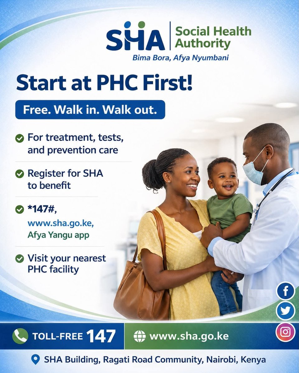 GenZwaRuto's tweet photo. SHA has expands affordable healthcare to every Kenyan family.

SHA ina work,go to any hospital near you #SHAINAWORK https://t.co/9m9wZGCJBI