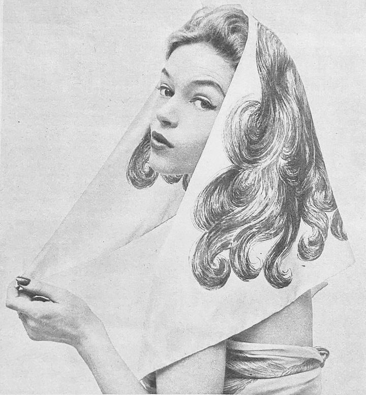 ifuliedownhere's tweet photo. Givenchy’s trompe l’œil headscarves (inspired by his time at Schiaparelli) for ss53 and then revived for fw24 https://t.co/WzyedQtS9e