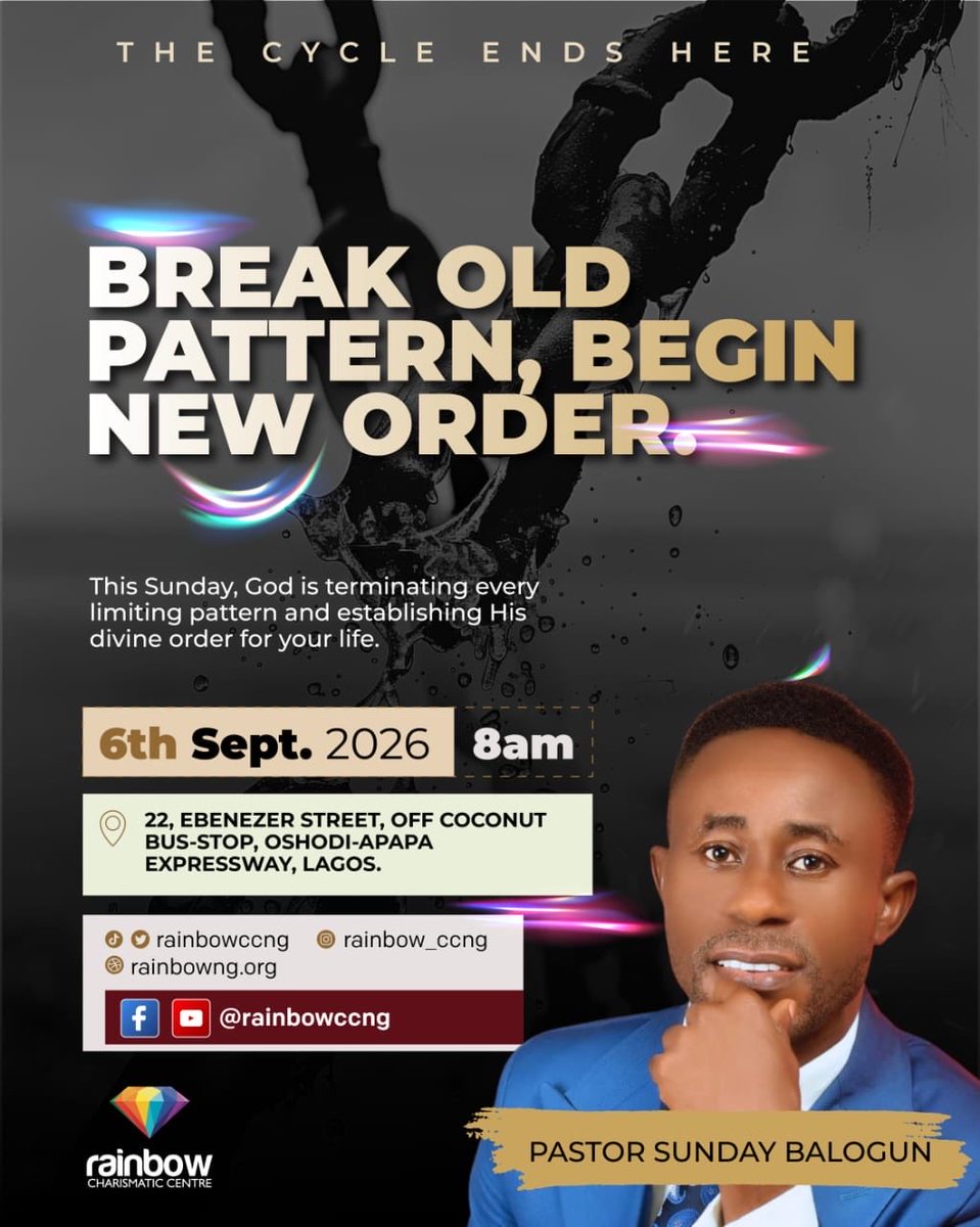 rainbowccng's tweet photo. “Behold i will do a new thing” Isaiah 43:19. 

Join us this sunday as every repetitive circle will end. https://t.co/73aNpT3gRA