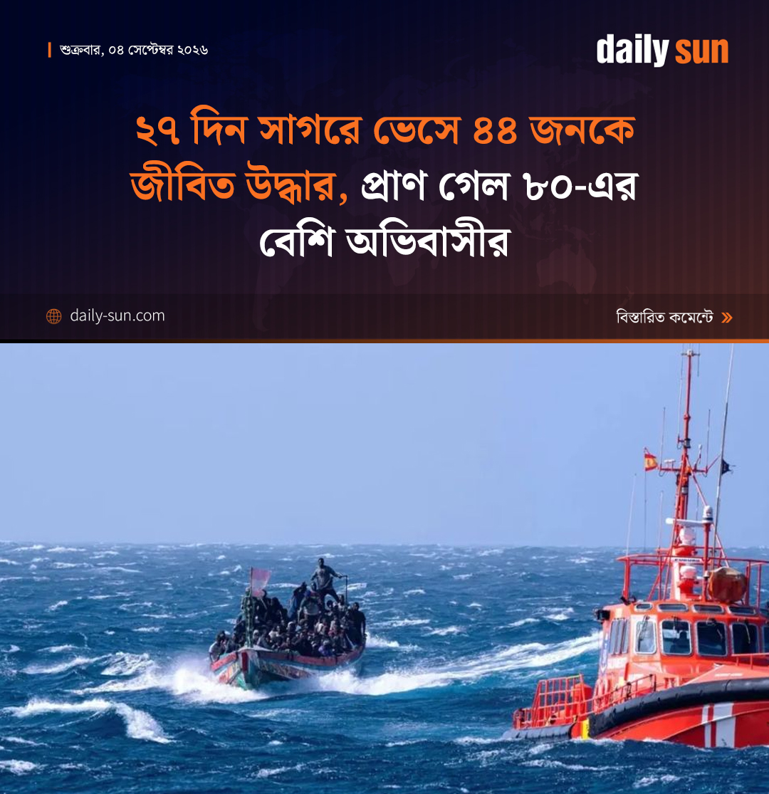 dailysunbd's tweet photo. ২৭ দিন সাগরে ভেসে ৪৪ জনকে জীবিত উদ্ধার, প্রাণ গেল ৮০-এর বেশি অভিবাসীর

#Migrants #MigrantRescue #refugeecrisis #ImmigrationCrisis #DailySun

https://t.co/ZmTEzh00k9 https://t.co/wustPV8aQ5