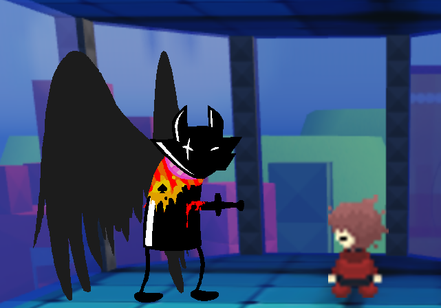baddogWorstfoe's tweet photo. Your KILLER SENSE and POWERFUL NOSE caught the pathetic scent of this kid from miles away. Using your DEMIDOG YOU MEAN DEMIGOD POWERS you teleport behind the kid before they can run. Nobody stalks the Noir.

Who the hell is this kid anyways? Why do they look so pixelated? Eugh. https://t.co/STn4m2PFtt