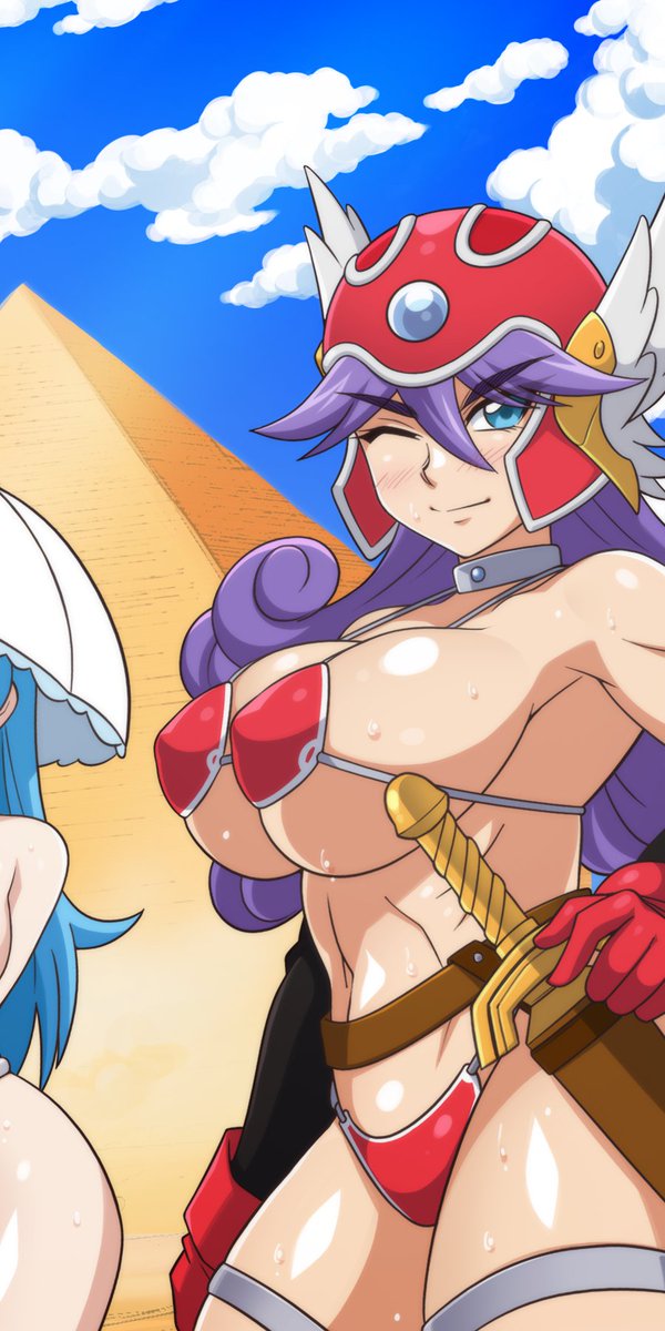 box_hokora's tweet photo. 勇者ちゃん一行＠イシスのピラミッド✨

あっついからみんなビキニアーマー装備です👙

 #全クリエイターに告ぐ青の作品を解放せよ https://t.co/wSzyn74ZP4