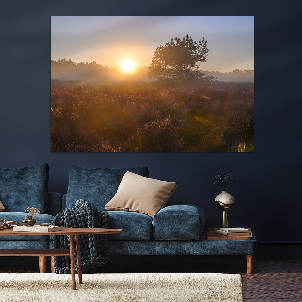 sjo_nl's tweet photo. Zonsopgang boven een heidelandschap tijdens een prachtige zomerochtend voor aan de muur:  https://t.co/aZnR1BNsz2 via @werkaandemuur #heide #zonsopkomst https://t.co/KWLUY6WR7M