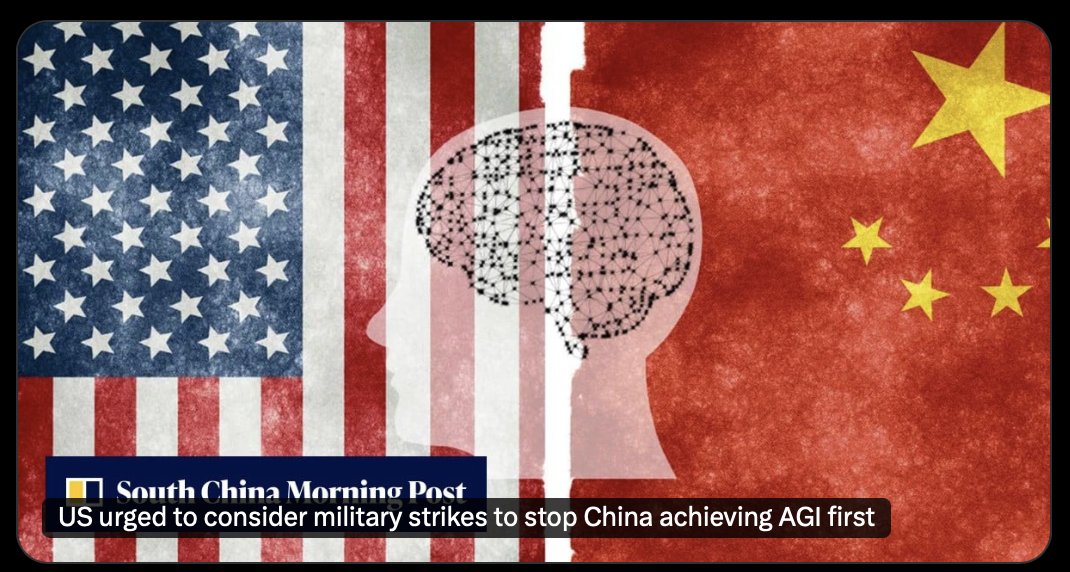 BarrettYouTube's tweet photo. America has officially lost the plot.

A former White House official is openly calling for Washington to prepare espionage, cyberattacks and even military strikes against Chinese data centres if China gets too close to achieving AGI first.

Read that again.

The country that lectures the world about rules, peace and fair competition is discussing bombing its competitor because it might win a technology race.

China is not being accused of attacking America. Its crime is advancing too quickly.

This is not national security. It is technological terrorism dressed up as policy.

For years, Washington told us competition drives innovation. Now China is competing successfully, the response is sanctions, sabotage and threats of military force.

Imagine the global outrage if a Chinese official suggested bombing American data centres to stop OpenAI from reaching AGI.

The hypocrisy would be deafening.

This tells you everything about the so called rules based order. The rules apply only while America is winning. The moment another country threatens its dominance, the mask comes off.

If your technological leadership depends on destroying your competitor's infrastructure, you are not leading. You are panicking.