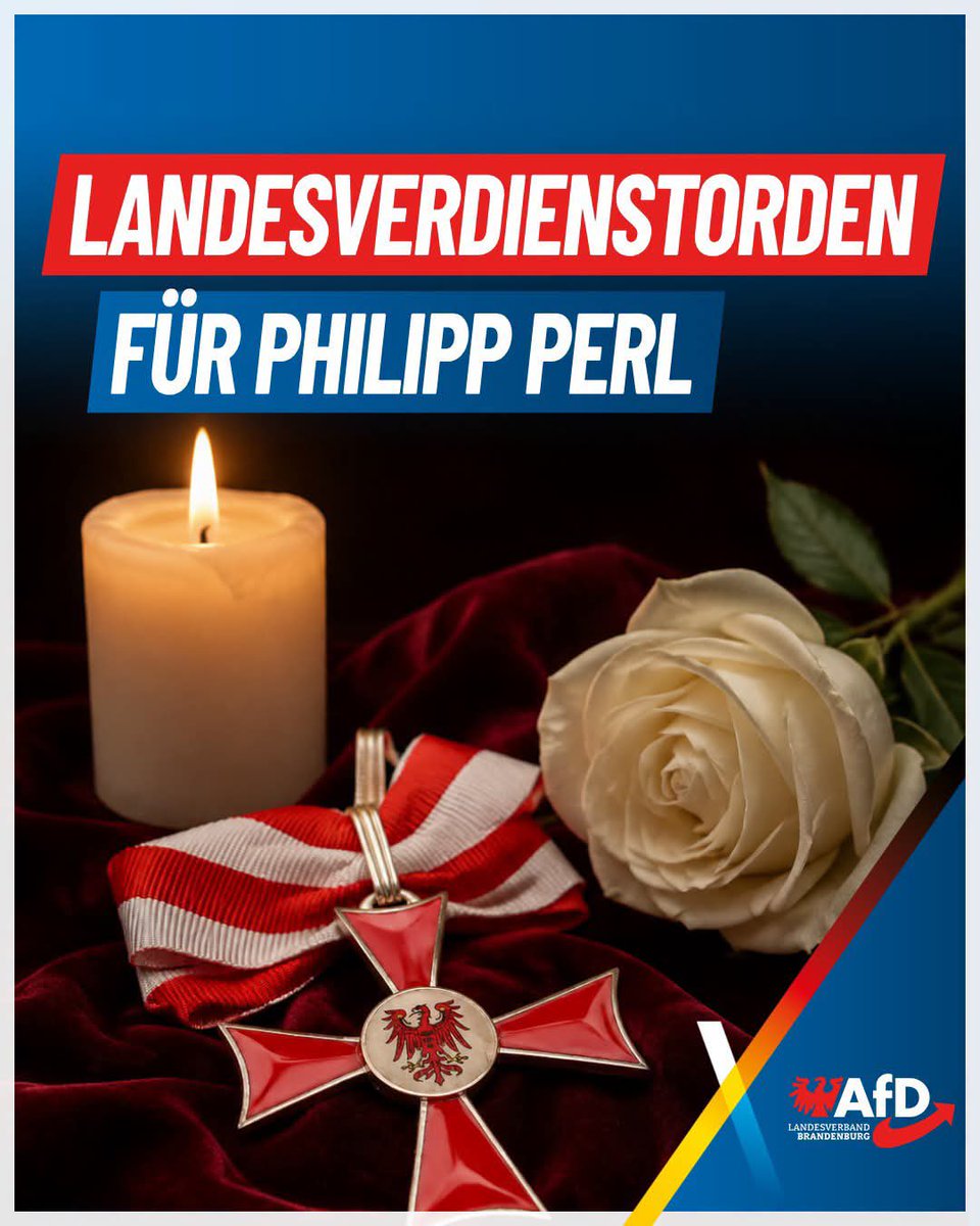 BenFilter's tweet photo. Am 27. August wurden auf dem Campus der Docemus-Privatschule in Gosen-Neu Zittau zwei Menschen getötet: eine 18-jährige Schülerin und der 30-jährige Horterzieher Philipp Perl. Perl griff ein, als die junge Frau angegriffen wurde und bezahlte diesen Mut mit seinem Leben.

Unser Mitgefühl gilt den Angehörigen und Freunden beider Opfer.

Philipp Perl hat in einem Moment, in dem andere wegschauen, gehandelt. Dieser außergewöhnliche Mut verdient die höchste Anerkennung unseres Landes. Die AfD Brandenburg fordert, ihm postum den Verdienstorden des Landes Brandenburg zu verleihen.

Die geltende Verwaltungsvorschrift lässt eine Verleihung nach dem Tod nicht zu. Deshalb fordern wir Ministerpräsident Woidke auf, diese Regelung zu ändern. Wenn unsere höchste Auszeichnung für außergewöhnliche Verdienste gedacht ist, muss sie auch einen Menschen ehren können, der beim Versuch, ein Leben zu retten, sein eigenes geopfert hat.
