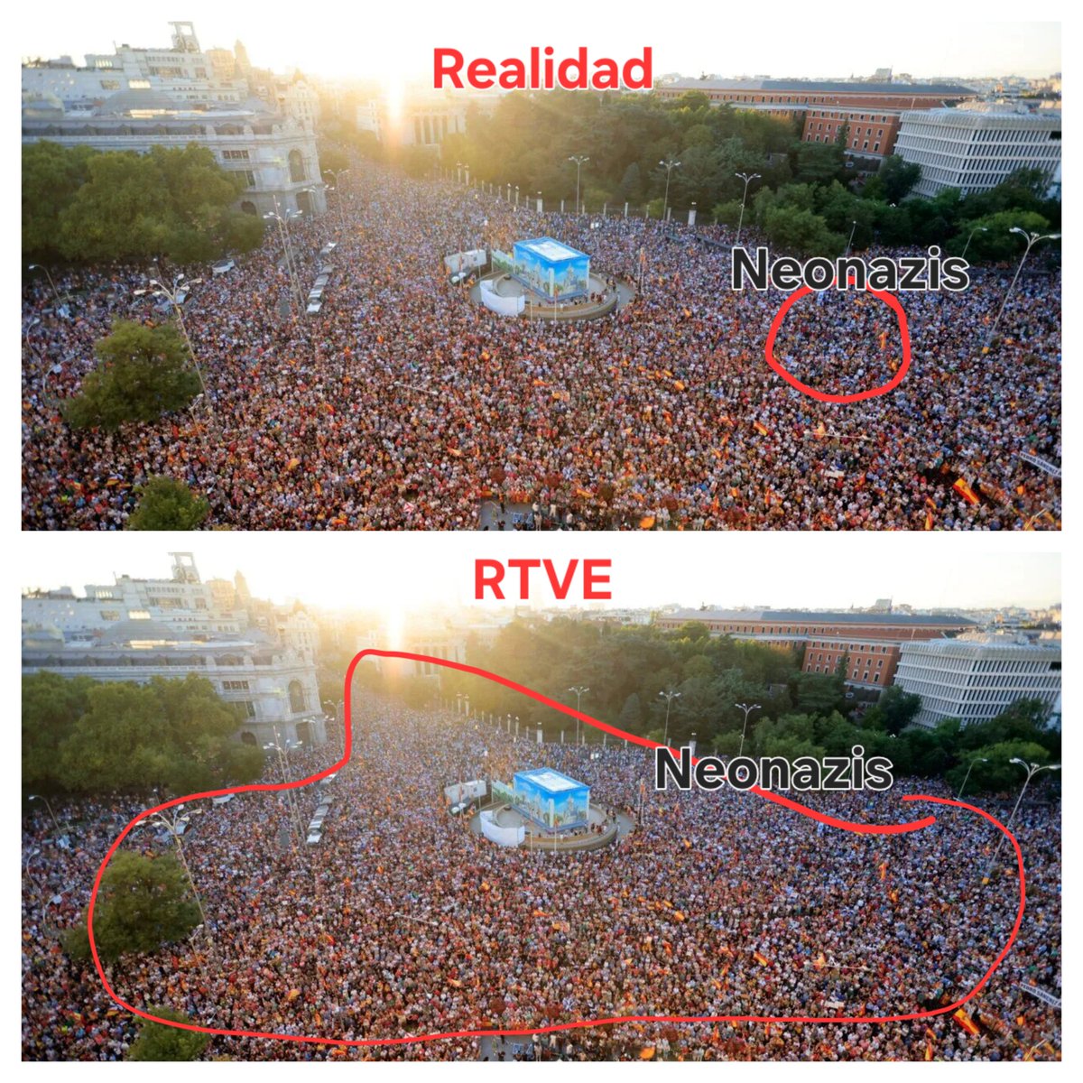 DonJustoVV's tweet photo. Manifestaciónes por Ceuta. 
Realidad vs Ficción https://t.co/ctpU4OLUwW