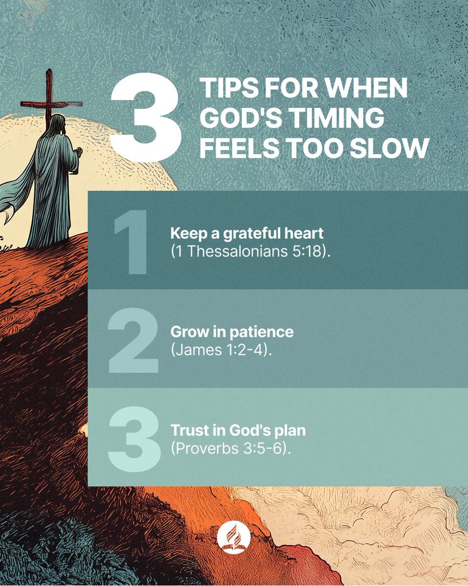 adventistchurch's tweet photo. Ever felt like God was taking too long to answer your prayers? It's easy to get discouraged and lose hope when things don't happen as quickly as we want them to. 

Here are a few things we can do to stay faithful and patient in our season of waiting. https://t.co/t6dxogjyjq
