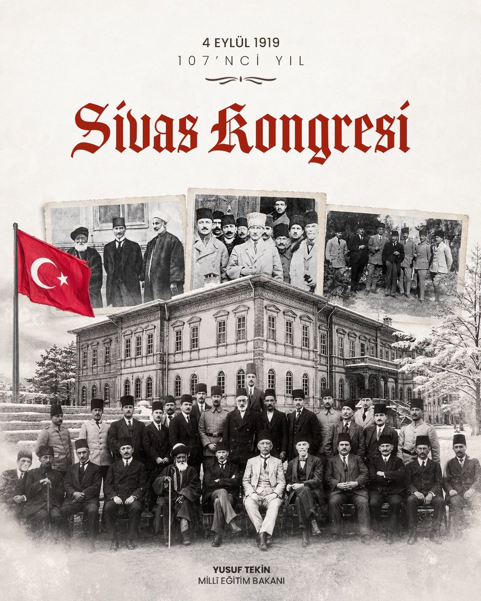 Yusuf__Tekin's tweet photo. Aziz milletimizin Millî Mücadele yolunda tam bağımsızlığa olan inanç ve kararlılığını ortaya koyduğu, Cumhuriyet’imizin temellerinin atıldığı Sivas Kongresi’nin 107. yıl dönümü kutlu olsun.

Bu vesileyle başta Gazi Mustafa Kemal Atatürk olmak üzere Millî Mücadele’mizin tüm kahramanlarını saygı, rahmet ve minnetle yâd ediyorum. 🇹🇷
