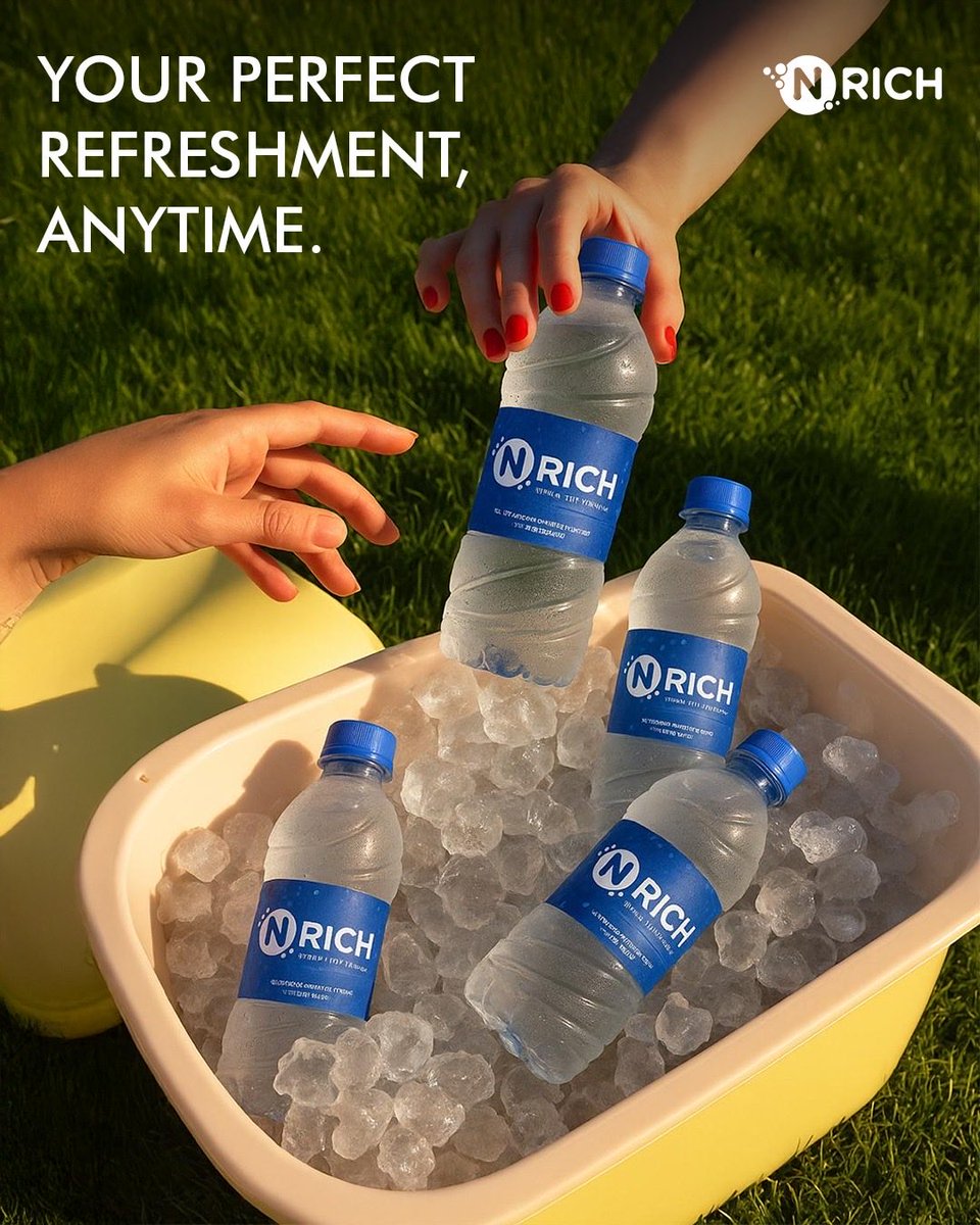 Nrichwater's tweet photo. Some  moments just call for a refreshing sip.💙❄️
Keep it chilled, keep it refreshing, and let every moment feel a little better with N. RICH.

What’s  your perfect refreshment moment?👇

#nrich #nrichwater #stayrefreshed #refreshyourday #hydrateyourself. https://t.co/8HRIIUMwbE