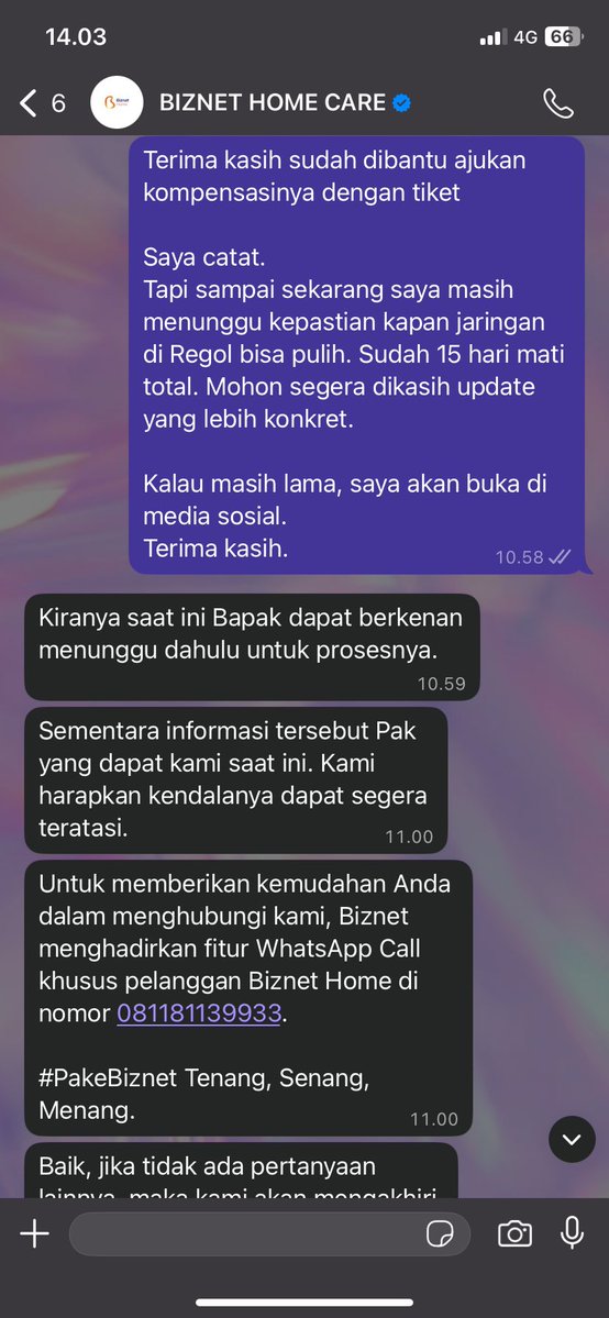 jesss_ui's tweet photo. Gila sih ini biznet, udah 16 hari gangguan daerah bandung, tindak lanjut nya gimana, dijawab gitu gitu aja, minimal kompensasi, katanya ga bisa harus pengajuan dulu, 16 hari tuh udah makan uang setengah bulan saya

@BiznetHome @farhanpenyiar @DediMulyadi71 https://t.co/EOpUy6CbeZ