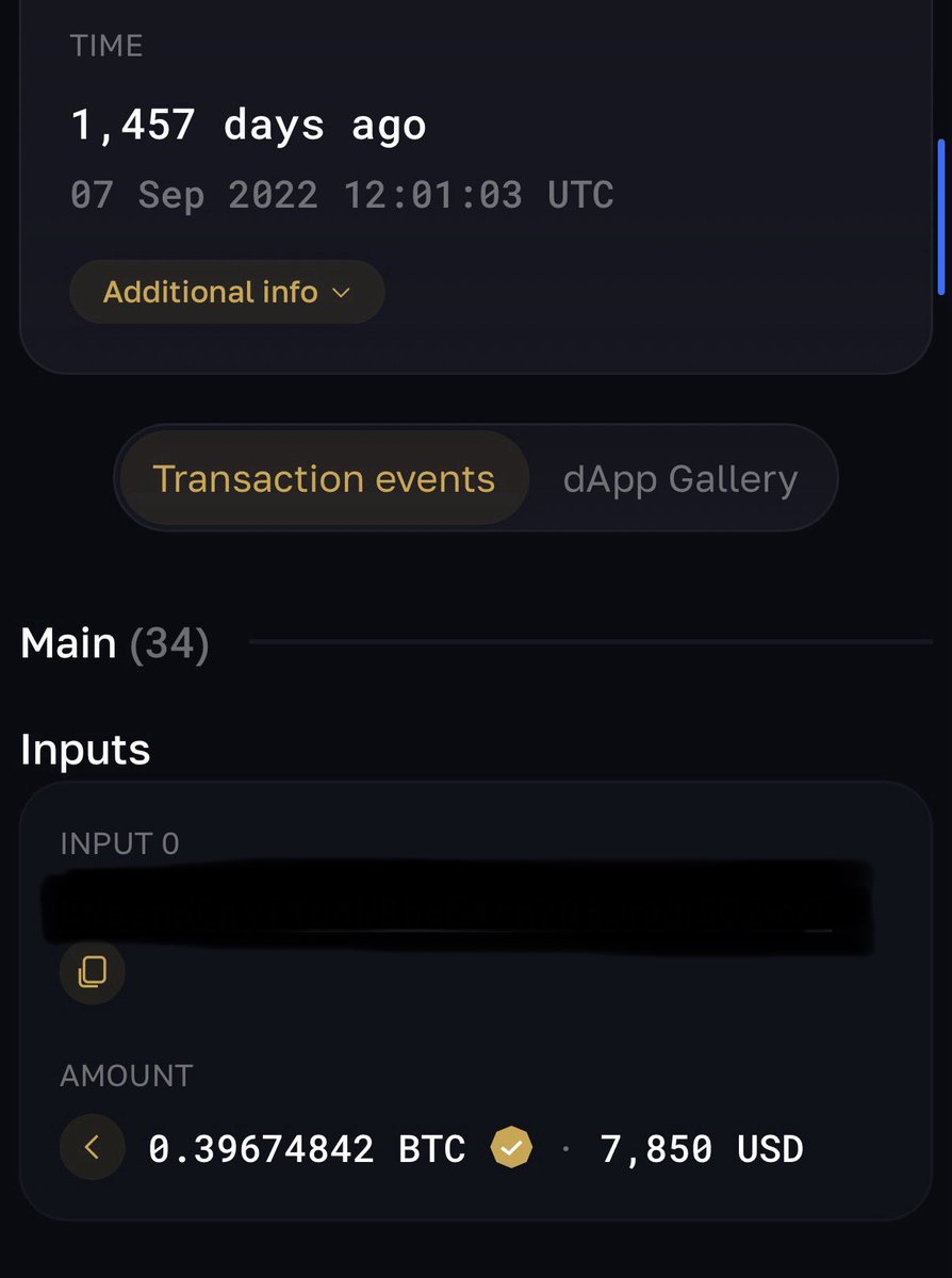 0_3_BTC's tweet photo. Found one of my oldest Bitcoin buys today.

I swapped 0.39 BTC into USDC like a genius.

Plan: Buy the dip.

Reality: There was no dip.

Only a higher price and a dumber version of myself.

Don’t try to time the market.

Just buy.

Then HODL like your future self depends on it.

Because he is. 

I definitely regret losing that much stack.🔸
