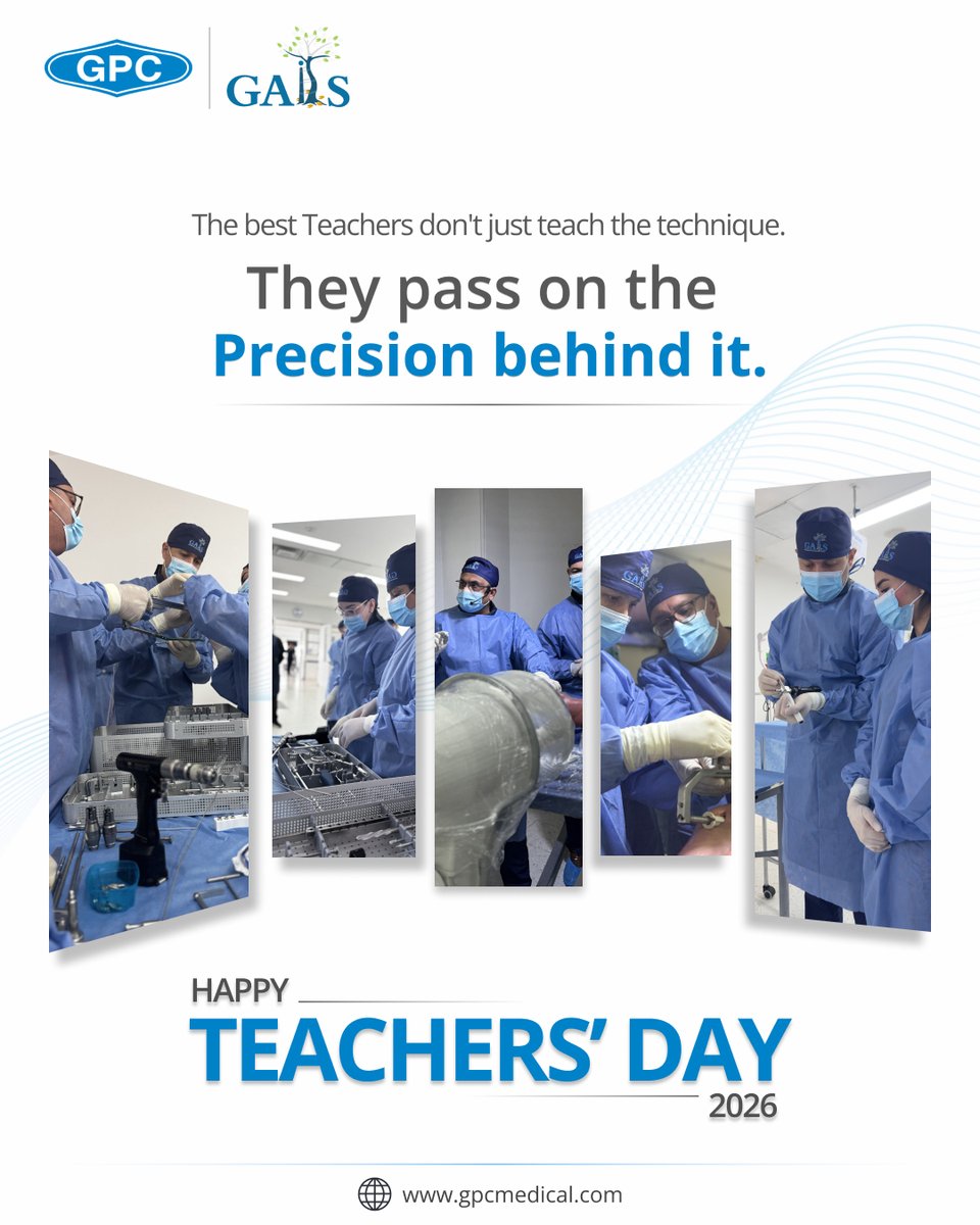 gpcmedicalltd's tweet photo. Knowledge becomes more powerful when it is shared and passed on.
With GAITS Academy, GPC Medical brings surgeons together to share expertise, sharpen surgical skills, and learn from experience.
Happy Teacher's Day 2026!
#GPCMedical #GAITSAcademy #TeachersDay2026 #GPC https://t.co/F9KVtj8TQB
