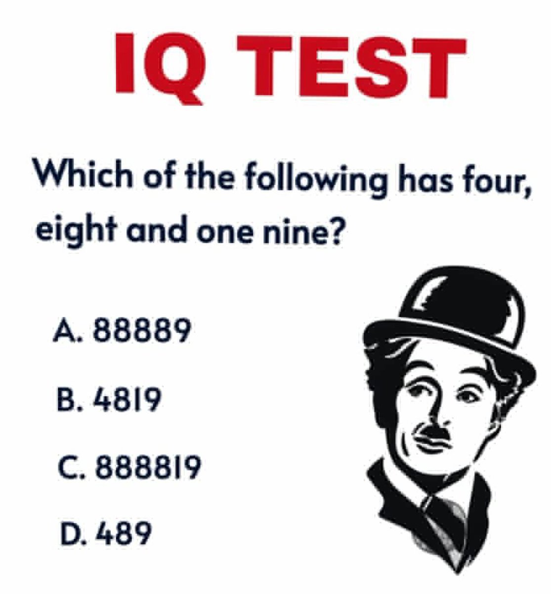 Nipi_220's tweet photo. IQ TEST

Which of the following has four, eight and one nine?? https://t.co/oSZDOUc6sZ