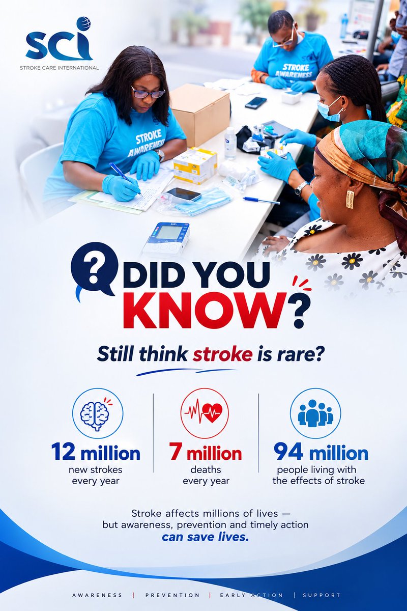 strokecare1's tweet photo. Still think stroke is rare? Think again. 
Every number represents a life, a family, and a reason to act. Awareness can save lives.

#strokeawareness #strokecareinternational #stroke #strokeprevention #everyminutecounts https://t.co/Az7Mwtvje2