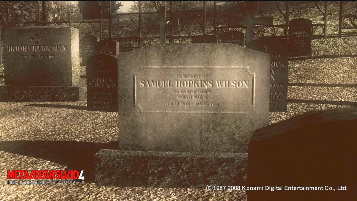 MGSagaWorld's tweet photo. En este vídeo "out of bounds" del canal de YouTube "thevoicebox", puedes ver todas las lápidas con sus nombres en el cementarlo de Metal Gear Solid 4.

Shadow Moses desde otros puntos de vista (incluida la torre del choque del Hind-D), y otras muchas zonas del mapa inexplorables. 

Si te gusta Metal Gear Solid 4 échale un ojo a este vídeo, porque es muy curioso 

https://t.co/rHjUT5pYB8
