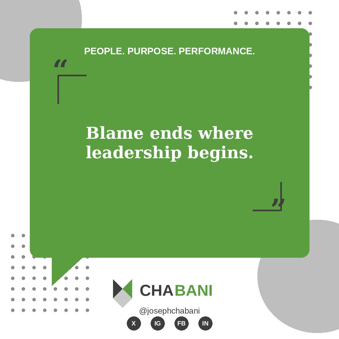 josephchabani's tweet photo. Blame ends where leadership begins.
Own one issue today. All the way.

#LeadershipReset #Accountability #LeadWithPurpose https://t.co/I3yDQ302ED
