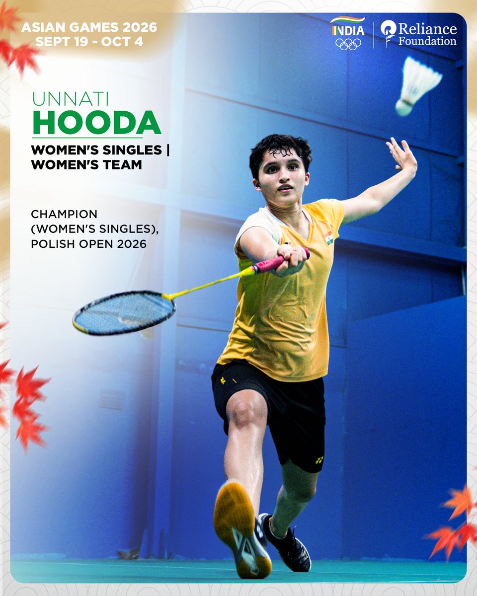 RFYouthSports's tweet photo. 𝐁𝐚𝐝𝐝𝐢𝐞𝐬 𝐚𝐫𝐞 𝐫𝐞𝐚𝐝𝐲 𝐭𝐨 𝐬𝐞𝐫𝐯𝐞 𝐢𝐧 𝐣𝐚𝐩𝐚𝐧 !🏸

Swipe through to meet the RF shuttlers representing India at the Asian Games 2026 starting 19th September! 

#RelianceFoundation #RFSports #LetsPlay #RFAthletes #AsianGames https://t.co/PCEU0N0WXJ