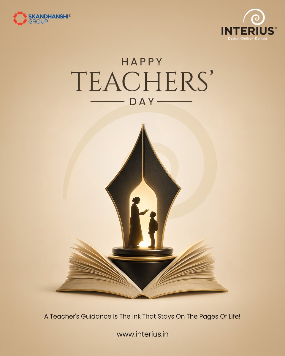 _interius's tweet photo. 💐 Happy Teachers’ Day from INTERIUS! 🌟

📚 Some lessons live in books, but the best ones live within us.

✨ Today, we honor the mentors who inspire, nurture, guide, and quietly shape the people we become. Thank you to every Teacher who has been a guiding light in our lives. https://t.co/JYxjsJ5nUz
