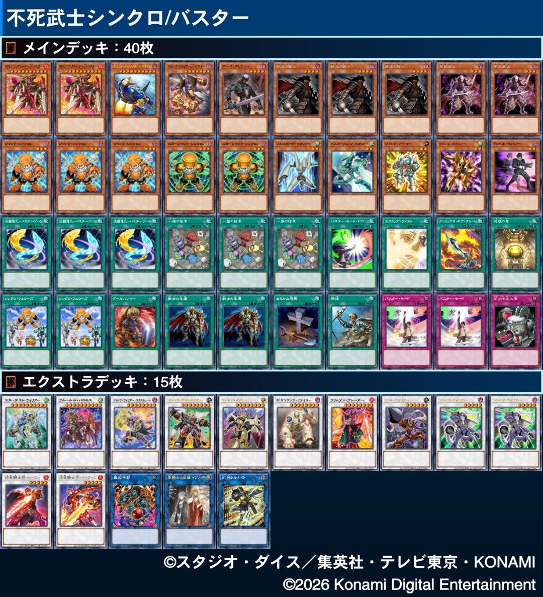 XKrawlerMatcha's tweet photo. 【不死武士シンクロ/バスター】
3種類の戦士族の/バスターを採用した不死武士シンクロ
童心に返りながら遊びたい。
#遊戯王ニューロン
https://t.co/fi29rA5xk5 https://t.co/8g5G2ch6Oe