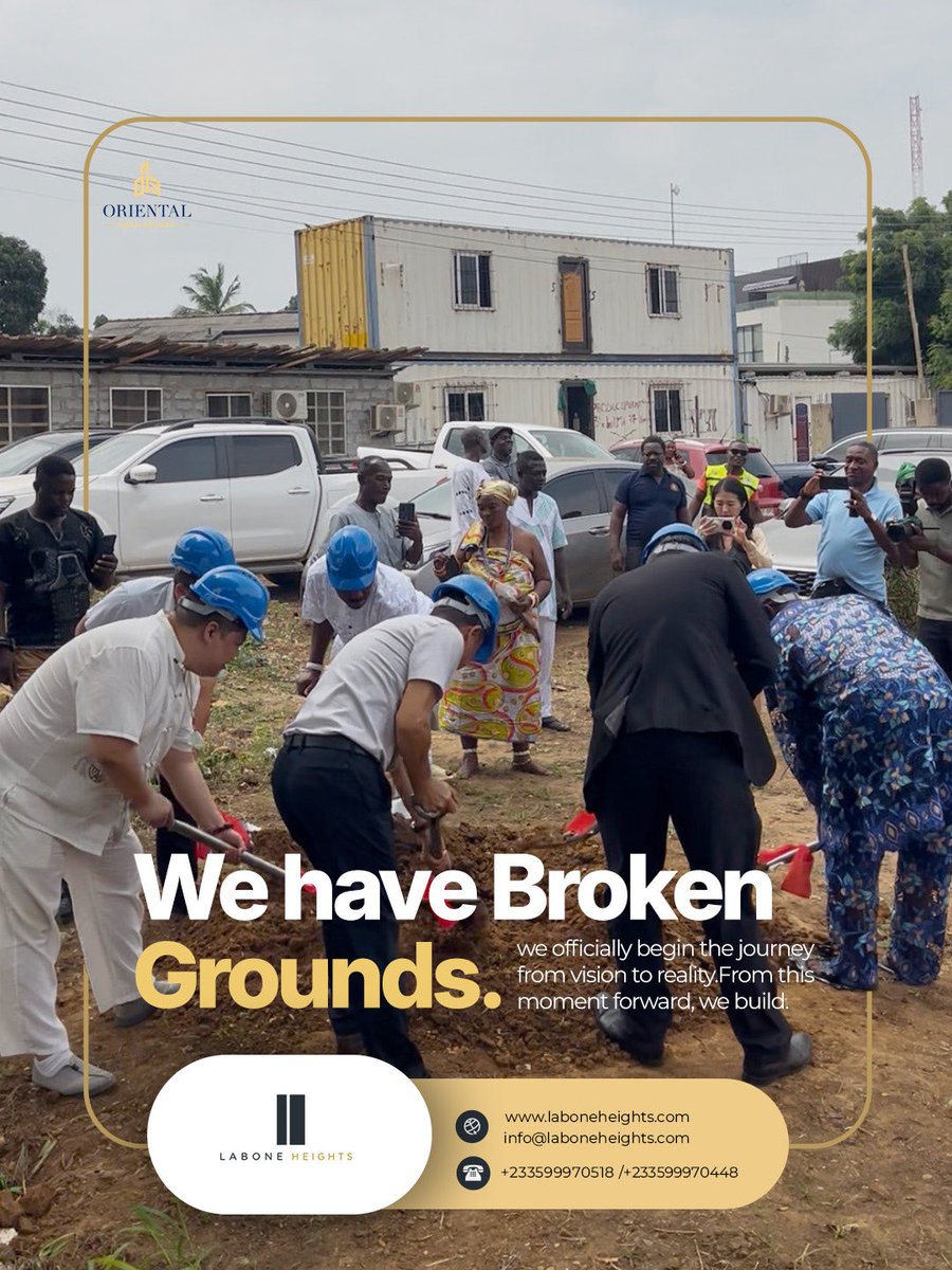 orientalroyal's tweet photo. Today marks a new milestone for Labone Heights. With our partners, team and stakeholders, we officially break ground and begin the journey from vision to reality.

Labone Heights. A New Perspective on Labone.

#orientalroyalestates #laboneheights #groundbreaking https://t.co/ByrQadzDQ1
