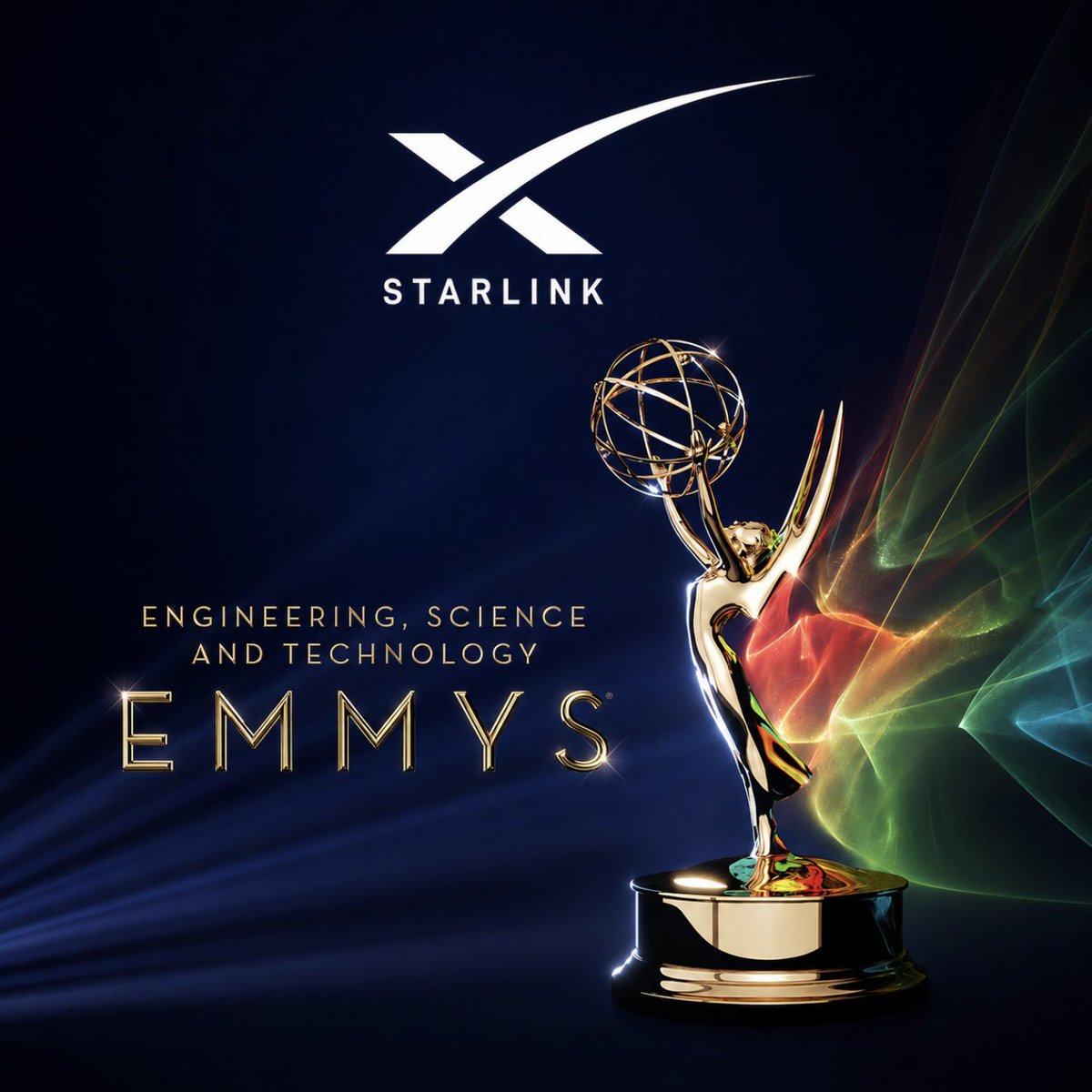 cb_doge's tweet photo. BREAKING: Starlink just won a 2026 Engineering, Science &amp; Technology Emmy® Award!

The Television Academy and NATAS will honor Starlink Services LLC, a SpaceX subsidiary, at the October 14 ceremony in Los Angeles. https://t.co/8nEGABJJrV