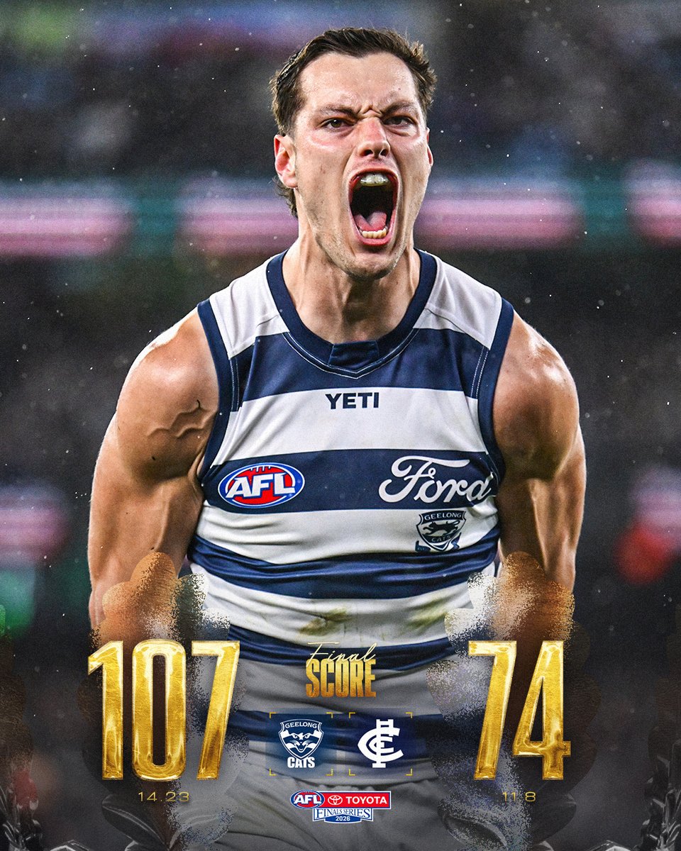 AFL's tweet photo. CATS END THE BLUES’ RUN 😤

#AFLFinals https://t.co/d5qAxaIsF6