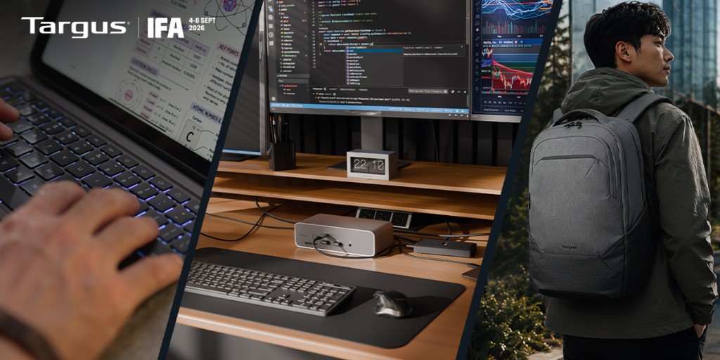 Targus's tweet photo. Targus unveils new laptop bags and tech accessories at #IFA2026! Visit Hall 5.2, Stand 179. Read more ➡️ https://t.co/JPPuu9JfMy #IFA2026 #TechInnovations #TargusAccessories https://t.co/9N8Ux4Lqgj