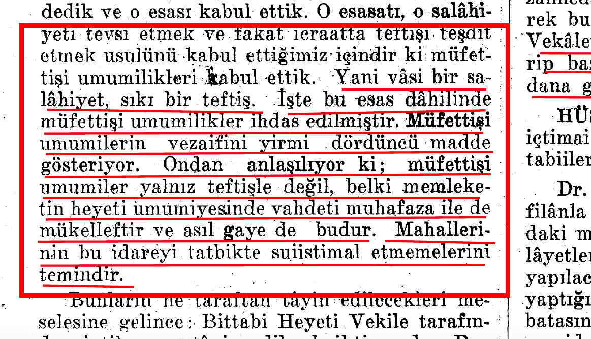 cengizozakinci's tweet photo. İDDİA: 1921 Anayasası m.22. ve m.23'de OSMANLI EYALET SİSTEMİ vardır, UMUMİ MÜFETTİŞLER eyalet valisidir.
GERÇEK: Umumi Müfettişliklerin görevi: Asayiş, iç çatışmaları önlemek, birliği sağlamak ve sürekli denetim olup "Eyalet Sistemi", "Eyalet Valisi" vs. yoktur. (TBMM 17.1.1921) https://t.co/OPlOqCrkwt