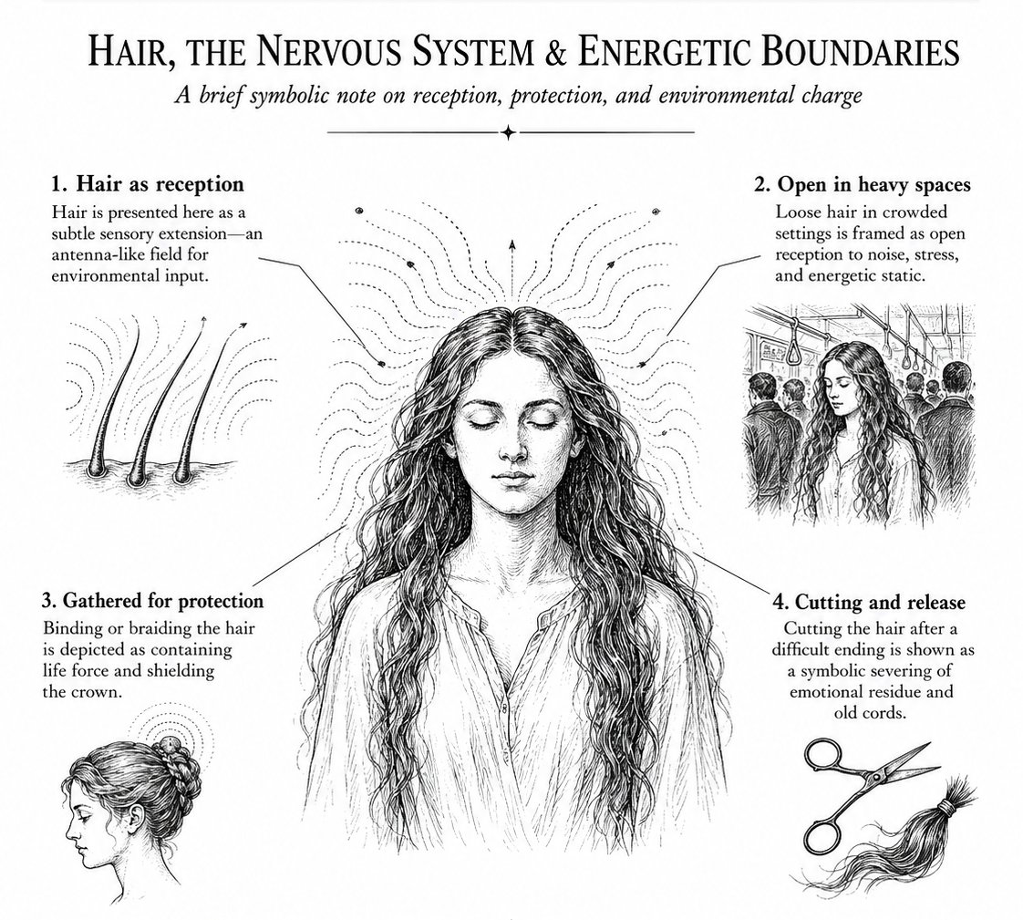 niyetsel's tweet photo. Modern science tells you your hair is just a collection of dead protein cells.
They completely missed the biology of energy.

Your hair is a physical extension of your nervous system.
It is a biological antenna transmitting and receiving subtle frequencies from your environment.

During the Vietnam War, the military quietly recruited indigenous trackers for their supernatural ability to sense danger before it happened.
But there was a problem.
Once these men were given standard military haircuts, their abilities completely vanished. They stopped sensing the unseen.
The government concluded that their long hair was the exact physical mechanism picking up the extrasensory information.

Every single strand on your head is highly conductive.
And this explains exactly why you feel so drained in modern cities.

When you walk into a crowded subway, a hospital, or a highly toxic office with your hair completely down, you are walking in with your receivers wide open.
You are actively catching the chaotic, low-frequency static of hundreds of stressed people around you.

Ancient yogis and indigenous healers understood this perfectly.
They rarely wore their hair loose in chaotic public spaces.
They gathered it at the top of the head to cover the crown chakra. They coiled it tightly to protect their energetic battery and keep their life force contained.

Cutting your hair after a painful breakup is not just a psychological reset.
It is a literal, physical severing of the cords holding the energetic memory of that person.

You can use this anatomy to protect yourself immediately.
When you are resting in nature or a safe space, let it down. Let it absorb the grounding frequencies of the earth.
But when you have to step into a heavy, draining environment, tie it back. Braid it tightly. Pin it up.

Close your antennas.

Try this simple physical boundary tomorrow and see how much energy you actually keep for yourself.