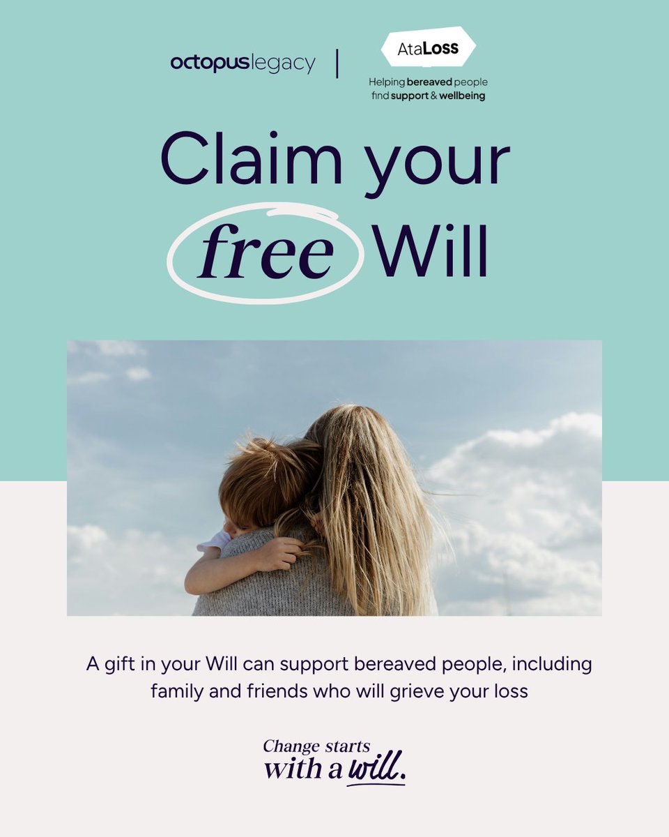 AtaLosscharity's tweet photo. Claim your Free Will

We've teamed up with expert estate planners @octopuslegacy and are covering their standard cost of £150.

Learn more about the offer and claim yours this Autumn:
https://t.co/OtCsDLNOUm

#changestartswithawill https://t.co/w4XXZFB0Ua