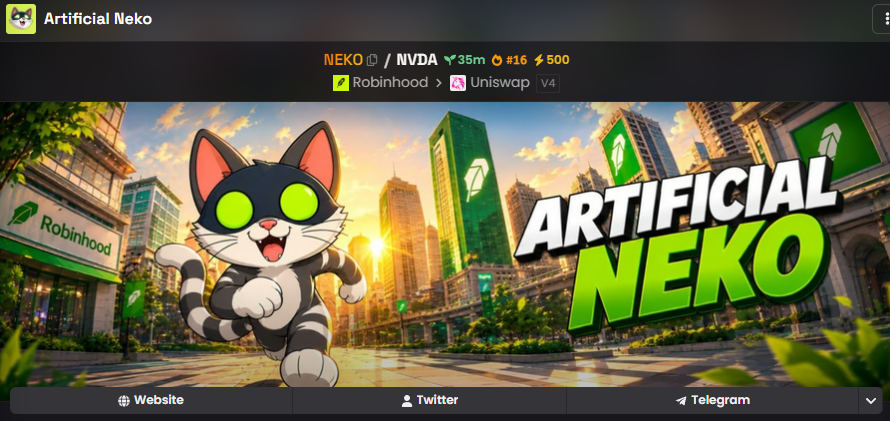 _ArtificialNeko's tweet photo. Artifical Neko just got it's Golden Ticker! 500x Dexscreener Boost is now live!

https://t.co/4UtMp9Drop https://t.co/m5KJZV7eI8
