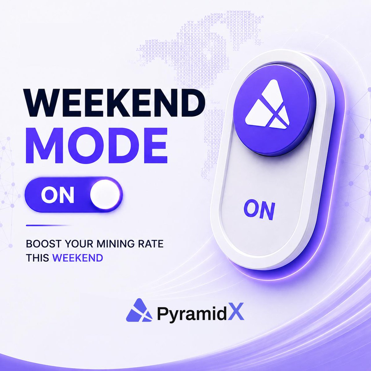 px__network's tweet photo. ๐ Weekend Mode ON
Enjoy your weekend, but donโt forget to stay active on PX Network!
Donโt miss your chance to earn USDT + PX Tokens.
Stay active. Keep mining. Keep growing.
#PXNetwork #PyramidX #SpecialEvent #WeekendMode #Web3 https://t.co/tconQTqNjR