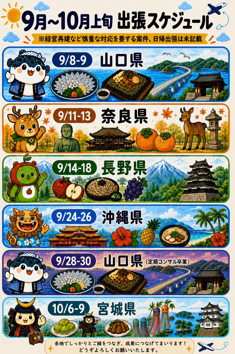 DelightingAll's tweet photo. 来週からの出張予定が若干変更となりました。日帰り出張、およびシビアな案件は非掲載です。今月もしっかりと頑張って参ります。

山口のお宿さんは今月で卒業（以後、単発）です。時間的に少し余裕ができますので、新規ご依頼や、既存お取引先の増枠などお気軽にご相談ください。 https://t.co/2qYZOozAGk